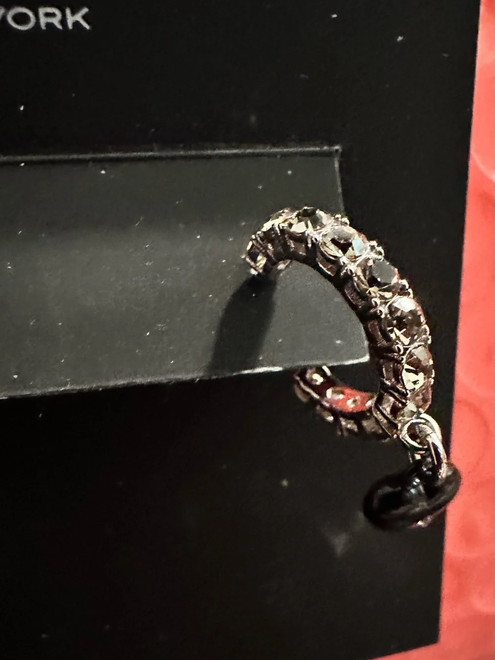 NWT Coach Women’s Black Heart Crystal Drop Heart Earrings - Picture 7 of 9